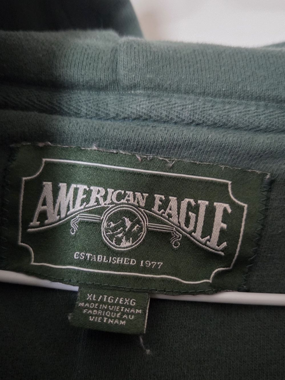 American Eagle Forest Green Oversized Drop Shoulder Pullover Hoodie - Picture 3 of 3